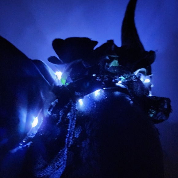 Krampus Horns Straight Pointy LED Light-Up Devil Demon Headband Black Rose Costu - Picture 3 of 10